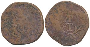 Goa, Miguel (1828-1834 AD), Copper Tanga, 36.6g, rev. ‘AP’ above ’T’ within sprays (KM 249
