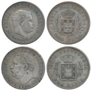 Luiz I (Ludwig) (1861-1889 AD), Silver Uma Rupia / Rupee, 1882; Carlos I, 1904 (KM 312 & 1