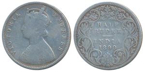 Victoria Empress, Silver ½ Rupee, 1899, Bombay Mint, A / I / B incuse, Inverted ‘B’, (Prid