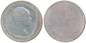 Ghana, Silver 10 Shillings, 1958, (KM 7). Uncirculated.