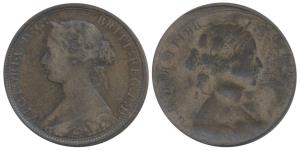 Great Britain, Victoria, Copper ½ Penny, bun head, Error, Brockage, nice deep and complete