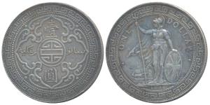 Great Britain, Silver Trade Dollar, 1895 (KM T5). Test mark on the edge, Very Fine+.