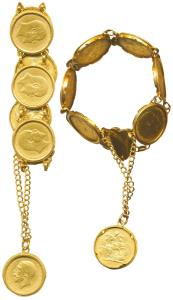 Gold Bracelet, 83g, Total 7 Sovereigns; 6 Sovereigns of Edward VII, all different dates ex