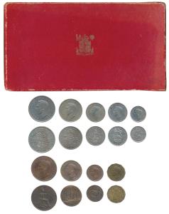 Great Britain, George VI, Proof Set, ½ Crown, 2 Shillings, 1 Shilling (2), 6 Pence, 3 Penc
