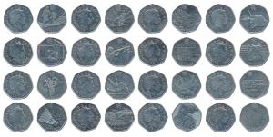 Great Britain, Elizabeth II, Cupro-Nickel 50 Pence (16), London Olympics, all different co