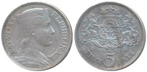 Latvia, Silver 5 Lati, 25.0g, 1931, (KM 9). Very Fine+.