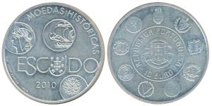 Portugal, Silver 10 Euro, 27.g, (KM 803). Uncirculated.