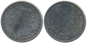 United States of America, Silver Morgan Dollar, 26.64g, 1921 (KM 110). Very Fine.