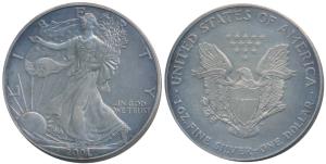 United States of America, Silver Dollar, 31.1g, 2001, Walking Liberty, (KM 273). Uncircula