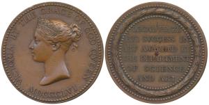 Victoria, Bronze Medal, National Medal for Success in Art, 1856, by W. Wyon (Eimer 1511). 