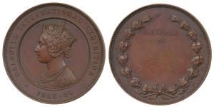 Calcutta International Exhibition Medal, Copper Medal, 60.76g, 1883-84, obv. Portrait of V