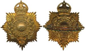 Gibraltar, Cap Badge, surmounted by a crown with the Navy emblem below, 7.5 x 8.5 cms Extr