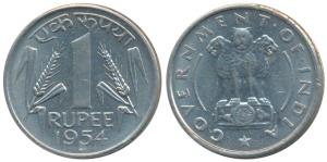 Cupro -Nickel Rupee, 1954, Bombay Mint (KM 7.2). Extremely Fine.