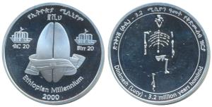 Ethopia, Silver Birrr, 20g, Millennium, 2000. Mint State.
