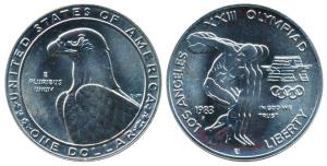 United States of America, Silver 1 Dollar, 26.73g, XXIII Olympiad Los Angeles, 1983 (KM 20