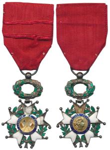 France, Legion D Honneur, 2nd class Silver, Gold Gilt and Enamel. World War I, obv. libert