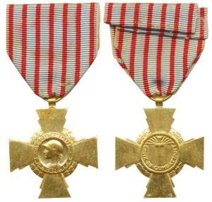 France, Croix Du Combatant, Gold Gilt on Bronze cross, World War II, obv. liberty at cente