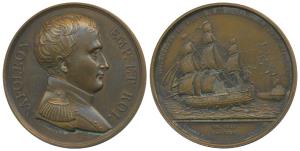 Napoleon, Bronze Medal, 1st Exile to St. Helena, 1815, obv. bust of the Emperor with Field