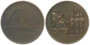 Napoleon, Bronze Medal, Oath of the Army at Camp Boulogne, 1804, obv. the emperor seated o