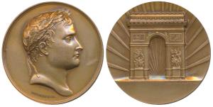 Napoleon, Bronze Medal, Arc de Triomphe, Commemorating the building of the Arc de Triomphe