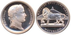 Napoleon, Copper Medal, 200 years of the battle of Waterloo, obv. bust of Napoleon, rev. B