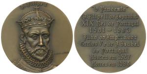 Indo Portuguese Monarchs, Bronze Medal, Filipe I (1581-98), rev. his life events. (ref. Va