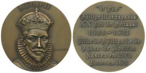Indo Portuguese Monarchs, Bronze Medal, Felipe II (1598-1621), rev. his life events. (ref.