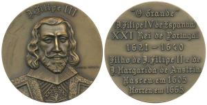 Indo Portuguese Monarchs, Bronze Medal, Felipe III (1621-40), rev. his life events. (ref. 