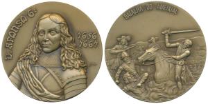 Indo Portuguese Monarchs, Bronze Medal, Afonso VI (1656-67), rev. Battle scene large medal