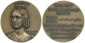 Indo Portuguese Monarchs, Bronze Medal, Maria II (1834-53), rev. her life events. (ref. Va