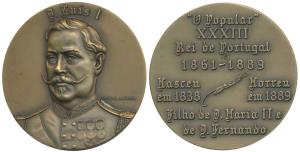 Indo Portuguese Monarchs, Bronze Medal, Luis I (1861-89), rev. his life events. (ref. Vaz.
