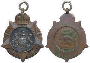 British India, Silver and Copper Medal, Lord Minto, 1907, obv. the viceroy coat of arms, r
