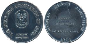 Silver Medal, 20g, Life Insurance Corporation of India, Bombay Division, rev. Olympian Hei