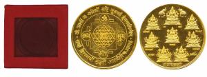 Silver Bar with Gold Polish, 101g, Ashta Lakshmi Shree Yantra, all Eight different Avtars 
