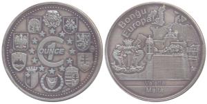 Silver Bar, 31.3g, 1 oz., Malta. Extremely Fine.