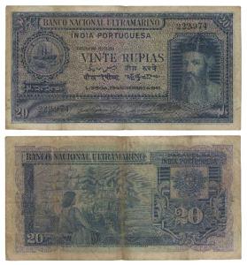 Indo-Portuguese, Vinte / 20 Rupias, 6th issue, 1945, Banco Nacional Ultramarino, (J&R 12.3