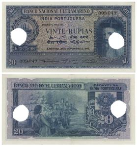 Indo-Portuguese, Vinte / 20 Rupias, 6th issue, 1945, Banco Nacional Ultramarino, (J&R 12.3