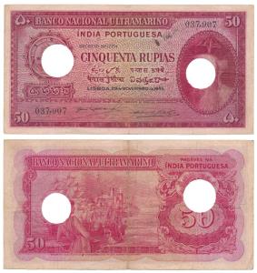 Indo-Portuguese, Cinquenta 50 Rupias, 6th issue, 1945, Banco Nacional Ultramarino, (J&R 12