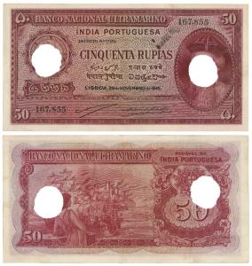 Indo-Portuguese, Cinquenta 50 Rupias, 6th issue, 1945, Banco Nacional Ultramarino, (J&R 12
