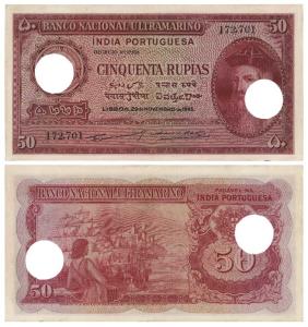 Indo-Portuguese, Cinquenta 50 Rupias, 6th issue, 1945, Banco Nacional Ultramarino, (J&R 12