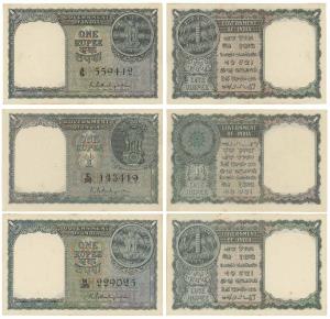 Rupee 1, 1950, signed K. G. Ambegaonkar; 1951 (2), K. G. Ambegaonkar (J&R 6.1.1.2 and 6.1.