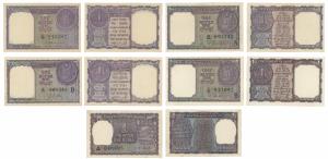 Rupee 1, all different dates, 1951, 1957, 1963, 1965 & 1969 and signatures - K. G. Ambegao
