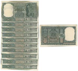 Rupees 5, 1964, signed P. C. Bhattacharya, inset A, in order of consecutive serial number 