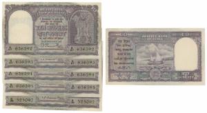 Rupees 10, signed B. Rama Rau, Hindi Rupaya, all in order of consecutive serial numbers ex