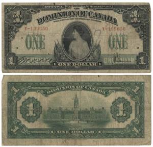 Dominion of Canada, Princess Patricia Ramsey, 1 Dollar, 1917 issue (KM 32). Fine+, Rare.