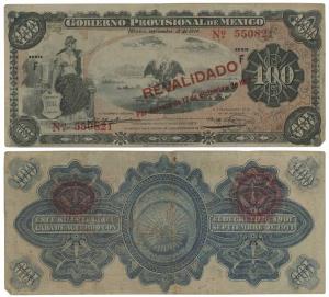 Mexico Provisional, 100 Peso, "REVALIDADO" MEX29, 1914. Fine+.