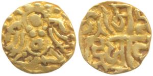Kalachuris of Tripuri, Gangeya Deva (1015-1040 AD), Gold Masha, 1.04g, obv. Goddess Lakshm