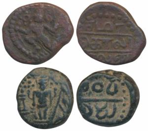 Banas of Madurai (1450-1520 AD), Copper Kasu, 3.39g, obv. Garuda flanked by conch and disc