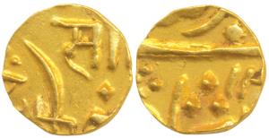 Sayaji Rao II (AH 1235-1264; 1819-1847 AD), Gold ¼ Mohur, 3.02g, in the name of Muhammad A