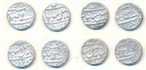 Murshidabad Mint, Silver Rupee, AH 1184/11, 1185/12, 1186/12, 1187/12, in the name of Shah
